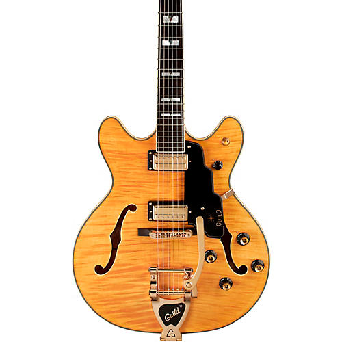 Guild Starfire VI Flamed Maple Semi-Hollow Electric Guitar With Guild Vibrato Tailpiece Blonde - musicians--Friend