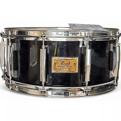 Used Pearl 6.5X14 Masters Studio Snare Black Drum Black 15 - musicians--Friend