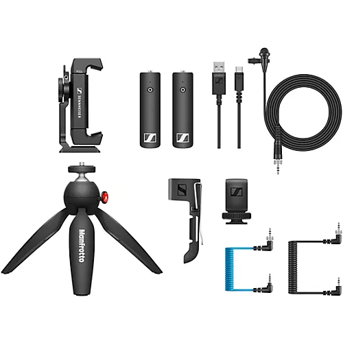 Sennheiser XSW-D Portable Lav Mobile Kit With XSW-D Portable Lavalier Set, Manfrotto PIXI Mini Tripod and Smartphone Clamp - musicians--Friend