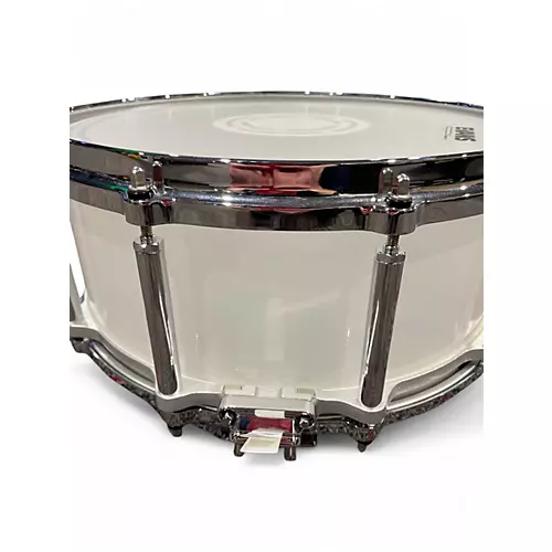 Used Pearl 6.5X14 Free Floating Snare Frosted White Drum Frosted White 15 - musicians--Friend