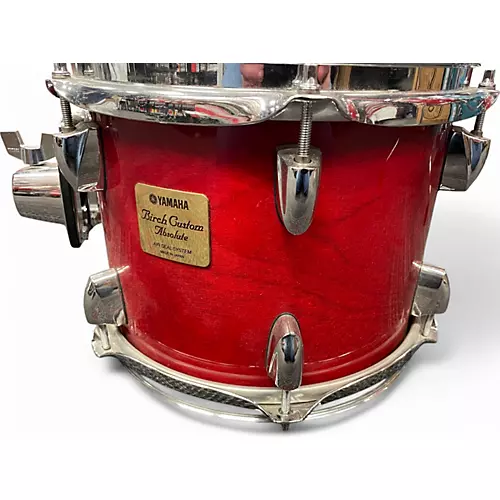 Used 2000s Yamaha 4 Piece Birch Custom Absolute Trans Red Drum Kit Trans Red - musicians--Friend