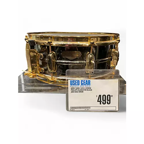Used TAMA 14X5.5 Simon Phillips Gladiator Black and Gold Drum Black and Gold 211 - musicians--Friend