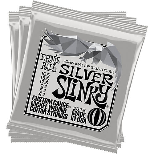 Ernie Ball John Mayer Silver Slinky Nickel Wound Electric Guitar Strings 3-Pack Tin 10.5 - 47 - musicians--Friend