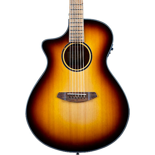 Breedlove Discovery S CE LH Red Cedar-African Mahogany Concert Left-Handed Acoustic-Electric Guitar Edge Burst - musicians--Friend