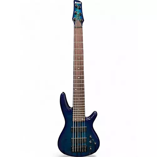 Used 2022 Ibanez ANB306 Adam Nitti SP Trans Blue Electric Bass Guitar Trans Blue - musicians--Friend
