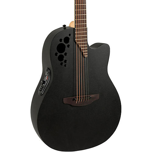 Ovation 2078TX-5-G Pro Series Elite TX Deep Contour Acoustic-Electric Guitar Textured Black - musicians--Friend