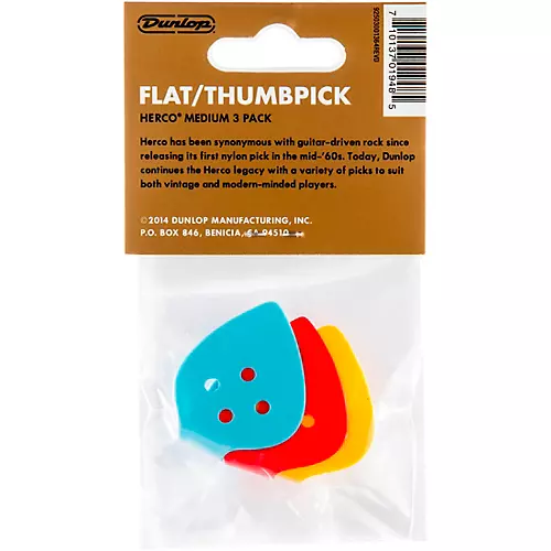 Dunlop DUNLOP HE112P HERCO MED FLAT THUMB PICK (3) - musicians--Friend