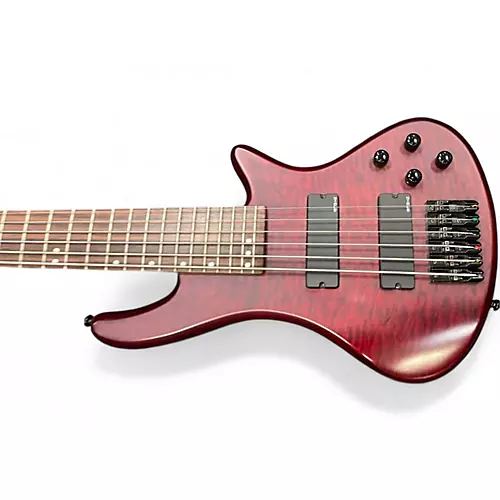 Used Schecter Guitar Research diamond  Trans Red Electric Bass Guitar Trans Red - musicians--Friend