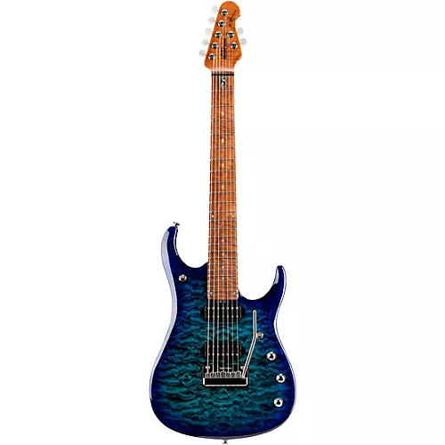 Ernie Ball Music Man JP15 Roasted Quilt Maple Top 7-String Electric Guitar Cerulean Paradise - musicians--Friend