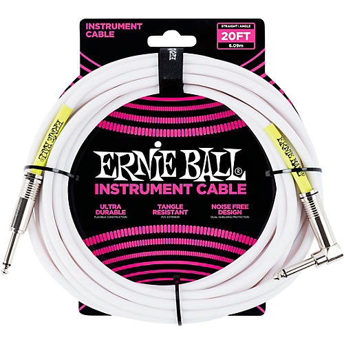 Ernie Ball Straight-Angle Instrument Cable - White 10 ft. - musicians--Friend