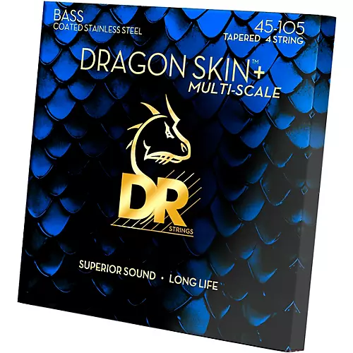 DR Strings Dragon Skin+ Coated Accurate Core Technology 4-String Multi-Scale Quantum Nickel Bass Strings 45 - 105 - musicians--Friend