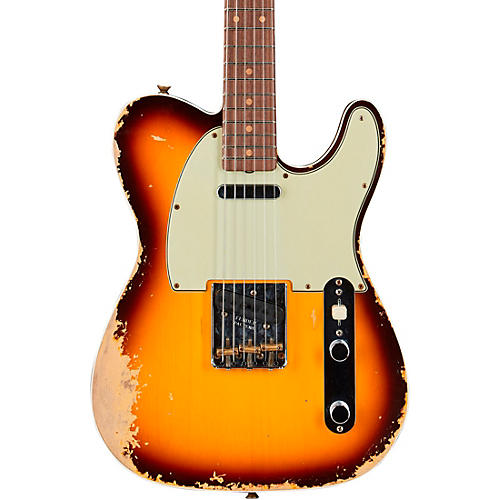 Fender Custom Shop Limited-Edition '60 Telecaster Custom Heavy Relic Electric Guitar Faded Aged Chocolate 3-Color Sunburst - musicians--Friend