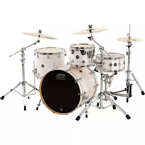 DW Performance Series 4-Piece Shell Pack White Marine Finish Chrome Hardware - musicians--Friend