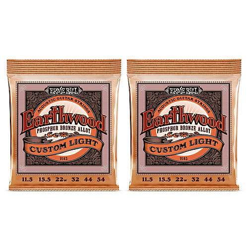 Ernie Ball 2145 Earthwood Phosphor Bronze Custom Light Acoustic Strings 2-Pack - musicians--Friend
