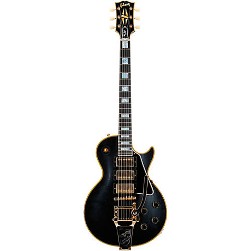 Gibson Custom Murphy Lab 1957 Les Paul Custom Reissue 3-Pickup Bigsby Light Aged Electric Guitar Ebony - musicians--Friend