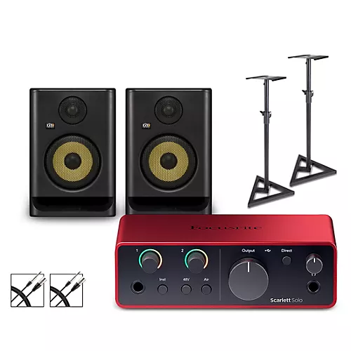 Focusrite Solo Gen4 with KRK ROKIT G5 Studio Monitor Pair (Stands & Cables Included) ROKIT 5 - musicians--Friend