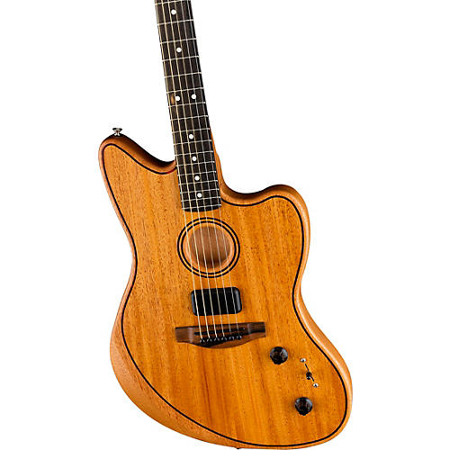 Fender American Acoustasonic Jazzmaster All-Mahogany Acoustic-Electric Guitar Bourbon Burst - musicians--Friend