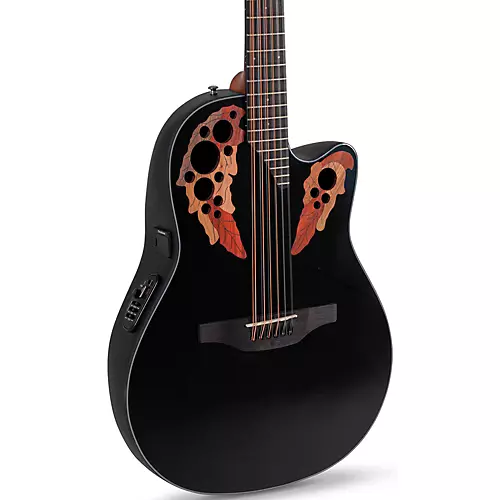 Ovation CE4412-5-G Celebrity Series Elite Mid-Depth 12-String Acoustic-Electric Guitar Black - musicians--Friend