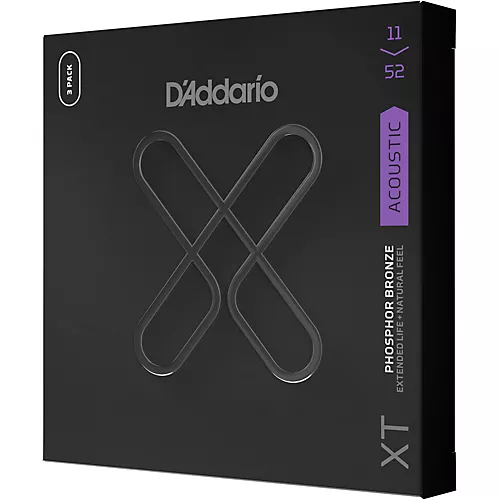 D'Addario XT Phosphor Bronze Coated Acoustic Guitar Strings 3-Pack 11 - 52 - musicians--Friend