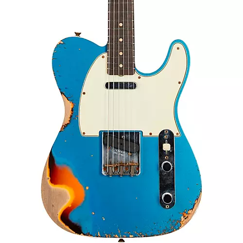 Fender Custom Shop 1960 Telecaster Custom Relic Electric Guitar Aged Lake Placid Blue over 3-Color Sunburst - musicians--Friend