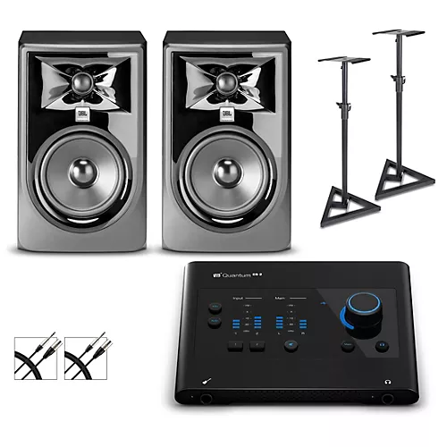 PreSonus Quantum ES2 Audio Interface With JBL 3 Series Studio Monitor Pair (Cables & Stands Included) 305MKII - musicians--Friend