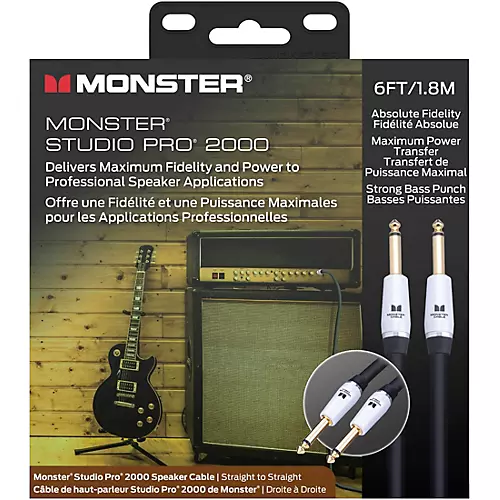 Monster Cable Prolink Studio Pro 2000 Speaker Cable - Straight to Straight 12 ft. Black - musicians--Friend