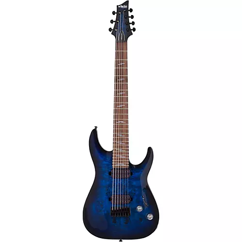 Schecter Guitar Research Omen Elite 7-String Electric Guitar See-Thru Blue Burst - musicians--Friend