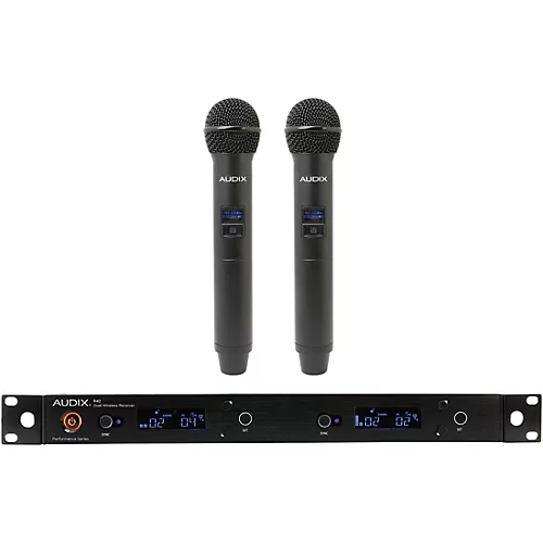Audix AP42 OM5 Dual Handheld Wireless Microphone System with R42 Two Channel Diversity Receiver and Two H60/OM5 Handheld Transmitters Band A - musicians--Friend
