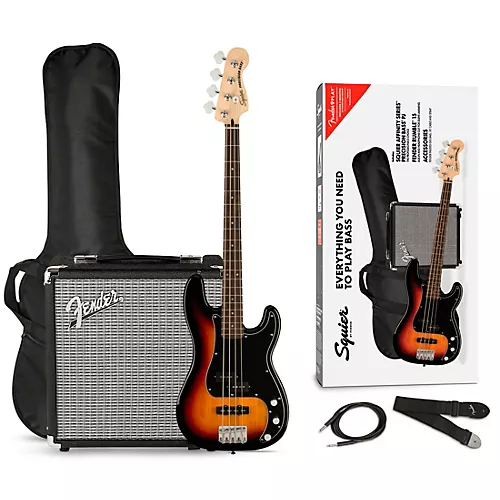 Squier Affinity Series PJ Bass Pack With Fender Rumble 15G Amp 3-Color Sunburst - musicians--Friend