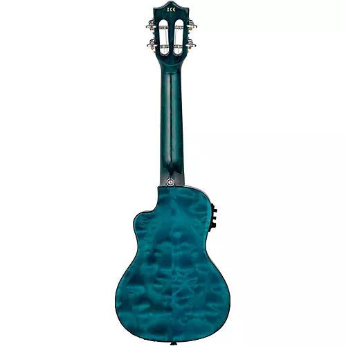 Lanikai QM-CEC Quilted Maple Concert Acoustic-Electric Ukulele Transparent Blue - musicians--Friend