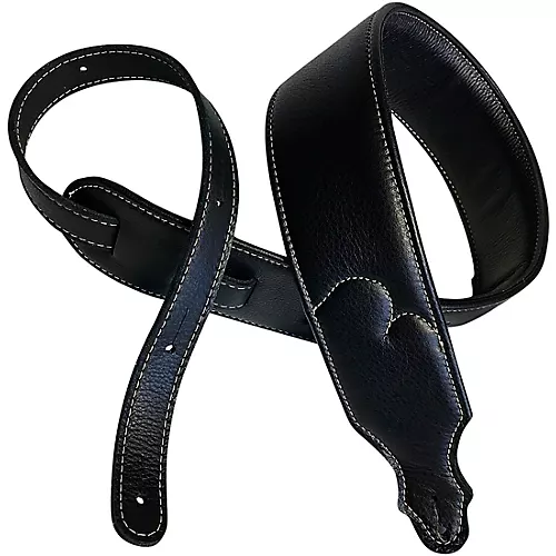Franklin Strap Padded Glove Garment Leather Guitar Strap Black 2.5 in. - musicians--Friend