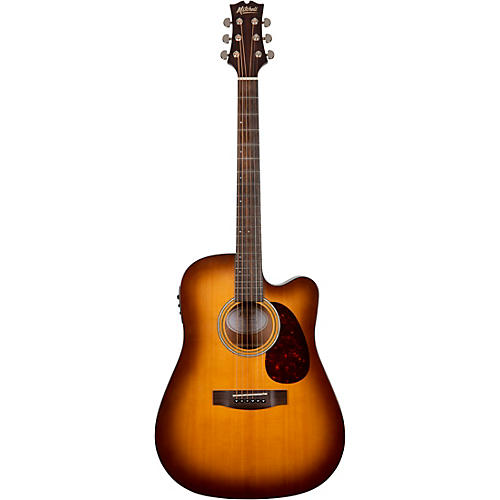 Mitchell T311CE Solid Spruce Top Dreadnought Mahogany Acoustic-Electric Guitar Edge Burst - musicians--Friend