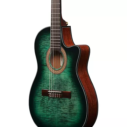 Ibanez GA35FMTCE Flamed Maple Top Classical Acoustic-Electric Guitar Emerald Burst - musicians--Friend