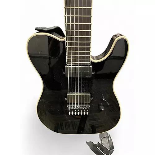 Used Schecter Guitar Research HELLRAISER PT7 Black Solid Body Electric Guitar Black - musicians--Friend