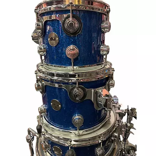 Used DW 5 Piece CONTEMPORARY CLASSIC BLUE SPARKLE Drum Kit BLUE SPARKLE - musicians--Friend