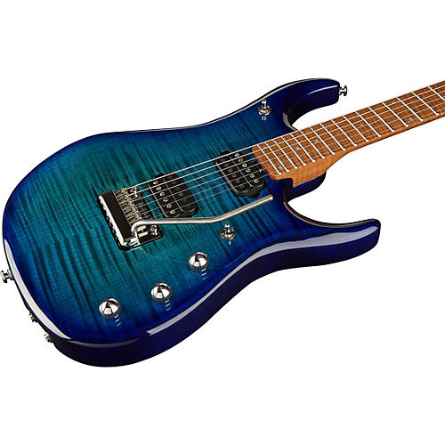 Ernie Ball Music Man JP15 Flamed Maple Top Electric Guitar Transparent Black - musicians--Friend