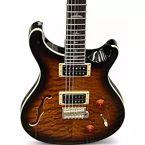 Used PRS SE Custom 22 Semi-Hollowbody Black gold burst Hollow Body Electric Guitar Black gold burst - musicians--Friend