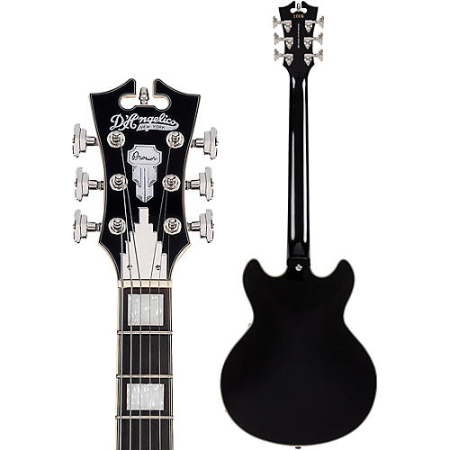 D'Angelico Premier Mini DC Semi-Hollow Electric Guitar With Stopbar Tailpiece Black Flake - musicians--Friend
