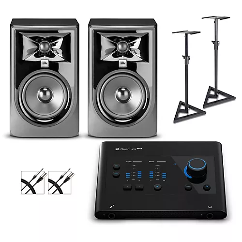 PreSonus Quantum ES4 Audio Interface With JBL 3 Series Studio Monitor Pair (Cables & Stands Included) 305MKII - musicians--Friend