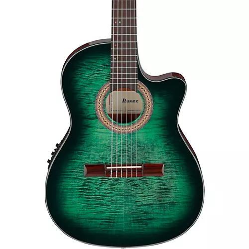 Ibanez GA35FMTCE Flamed Maple Top Classical Acoustic-Electric Guitar Emerald Burst - musicians--Friend