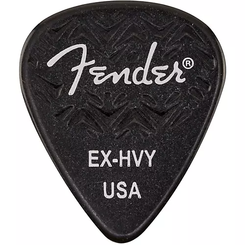 Fender 351 Shape Wavelength Celluloid Guitar Picks (6-Pack), Black Extra Heavy - musicians--Friend