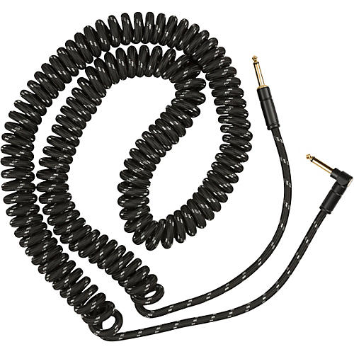 Fender Deluxe Series Straight to Angled Coiled Cable 30 ft. Black Tweed - musicians--Friend