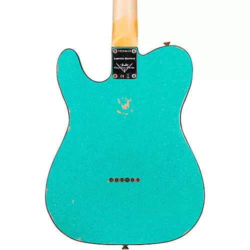 Fender Custom Shop Limited-Edition '60s Custom Telecaster Thinline Relic Maple Fingerboard Electric Guitar Aged Sea Foam Green Sparkle - musicians--Friend