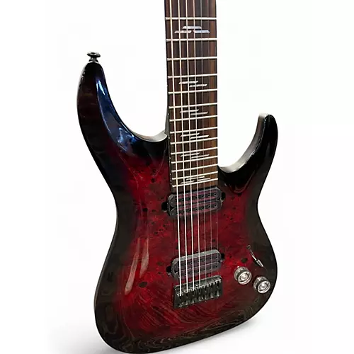 Used Schecter Guitar Research OMEN ELITE 7 TRANS RED Solid Body Electric Guitar TRANS RED - musicians--Friend