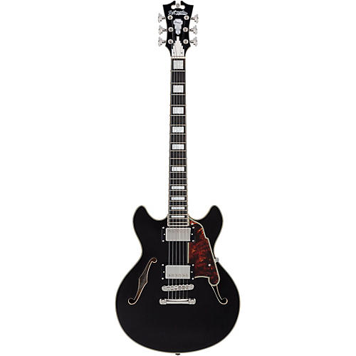 D'Angelico Premier Mini DC Semi-Hollow Electric Guitar With Stopbar Tailpiece Black Flake - musicians--Friend