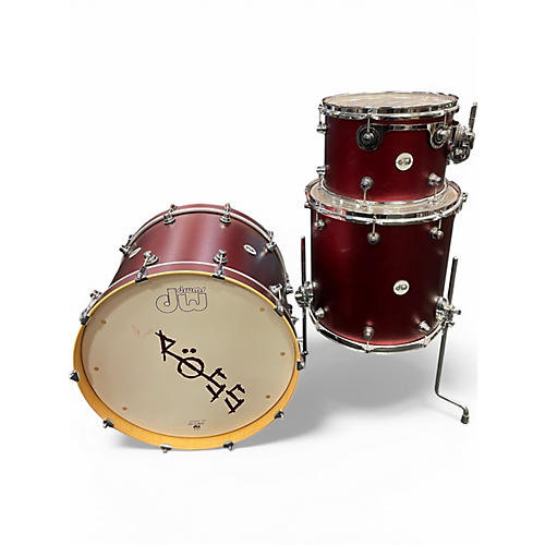 Used DW 3 Piece Design Series Crimson Satin Metallic Drum Kit Crimson Satin Metallic - musicians--Friend