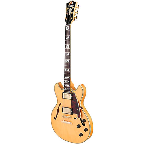 D'Angelico Deluxe Mini DC Semi-Hollow Electric Guitar Satin Trans Wine - musicians--Friend