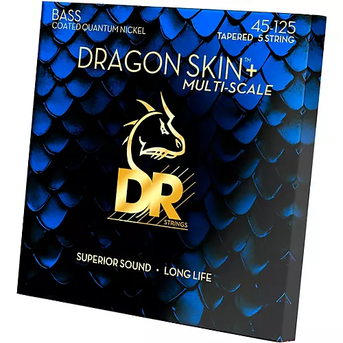 DR Strings Dragon Skin+ Coated Accurate Core Technology 5-String Multi-Scale Quantum Nickel Bass Strings 45 - 125 - musicians--Friend