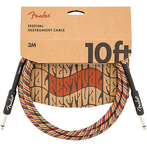Fender Festival Straight to Straight Instrument Cable 10 ft. Rainbow - musicians--Friend