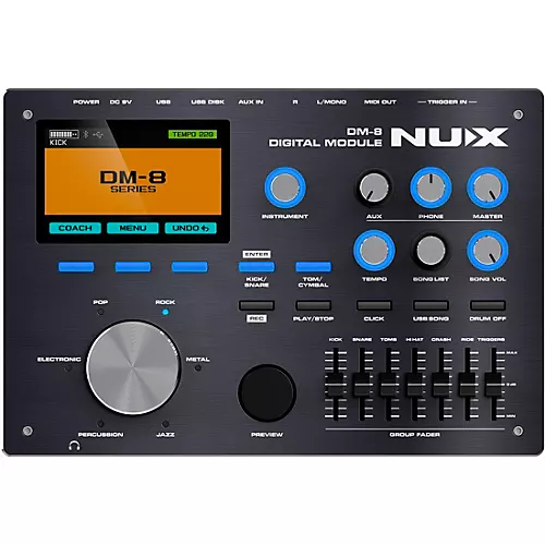 NUX NUX DM-8 All Remo Mesh-Head Digital Drum Kit Black - musicians--Friend